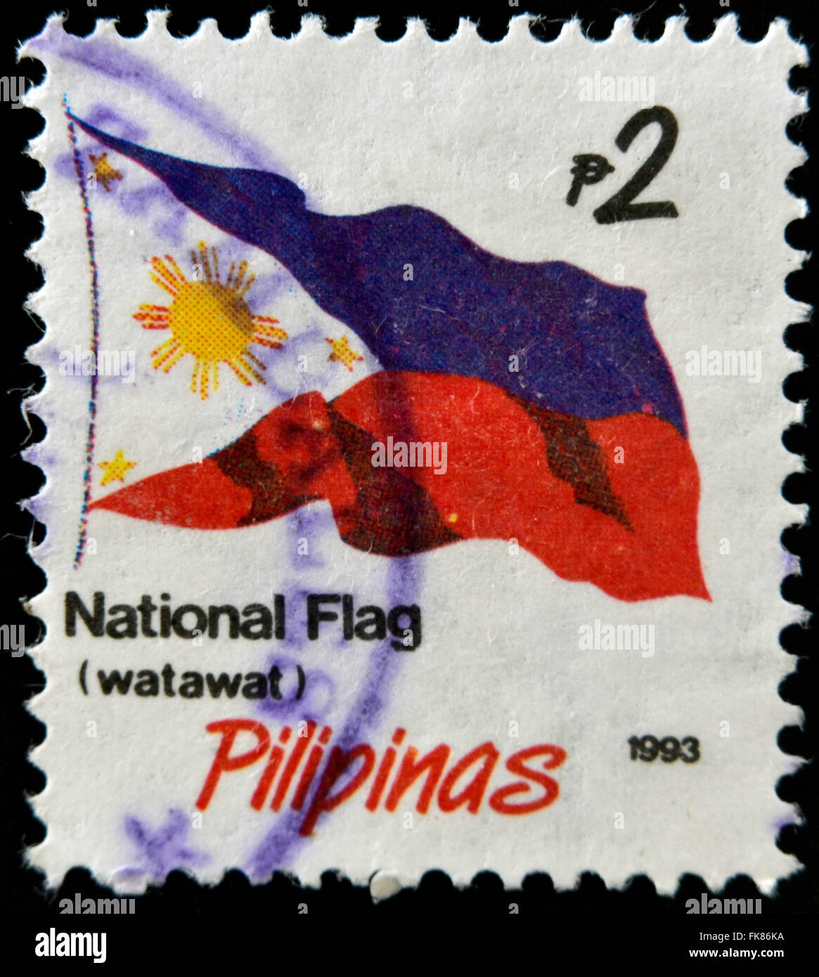 Filippine - circa 1993: un timbro stampato in Philippine mostra bandiera, circa 1993 Foto Stock