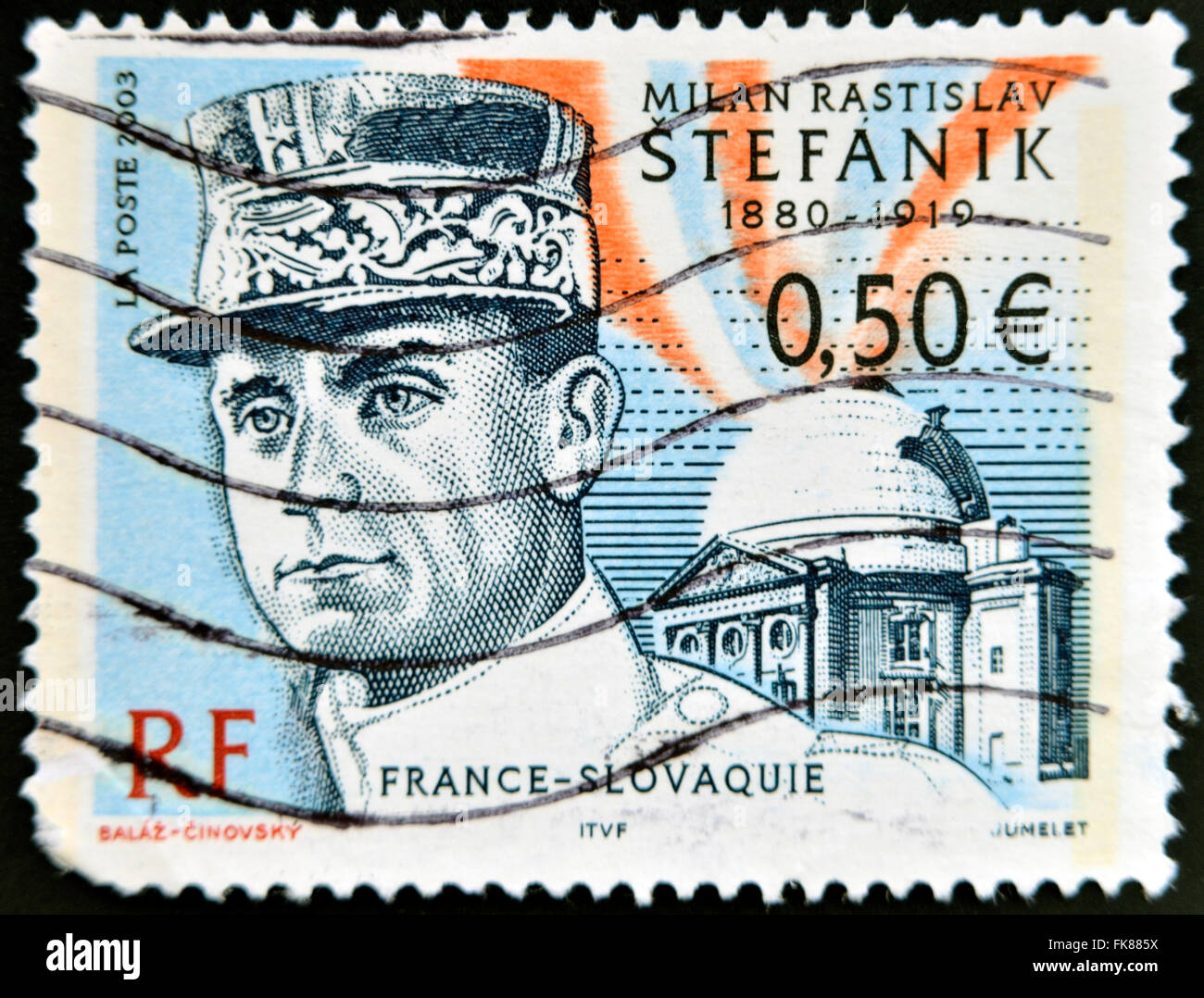Francia - circa 2003: timbro stampato in Francia mostra Stefanik, circa 2003 Foto Stock