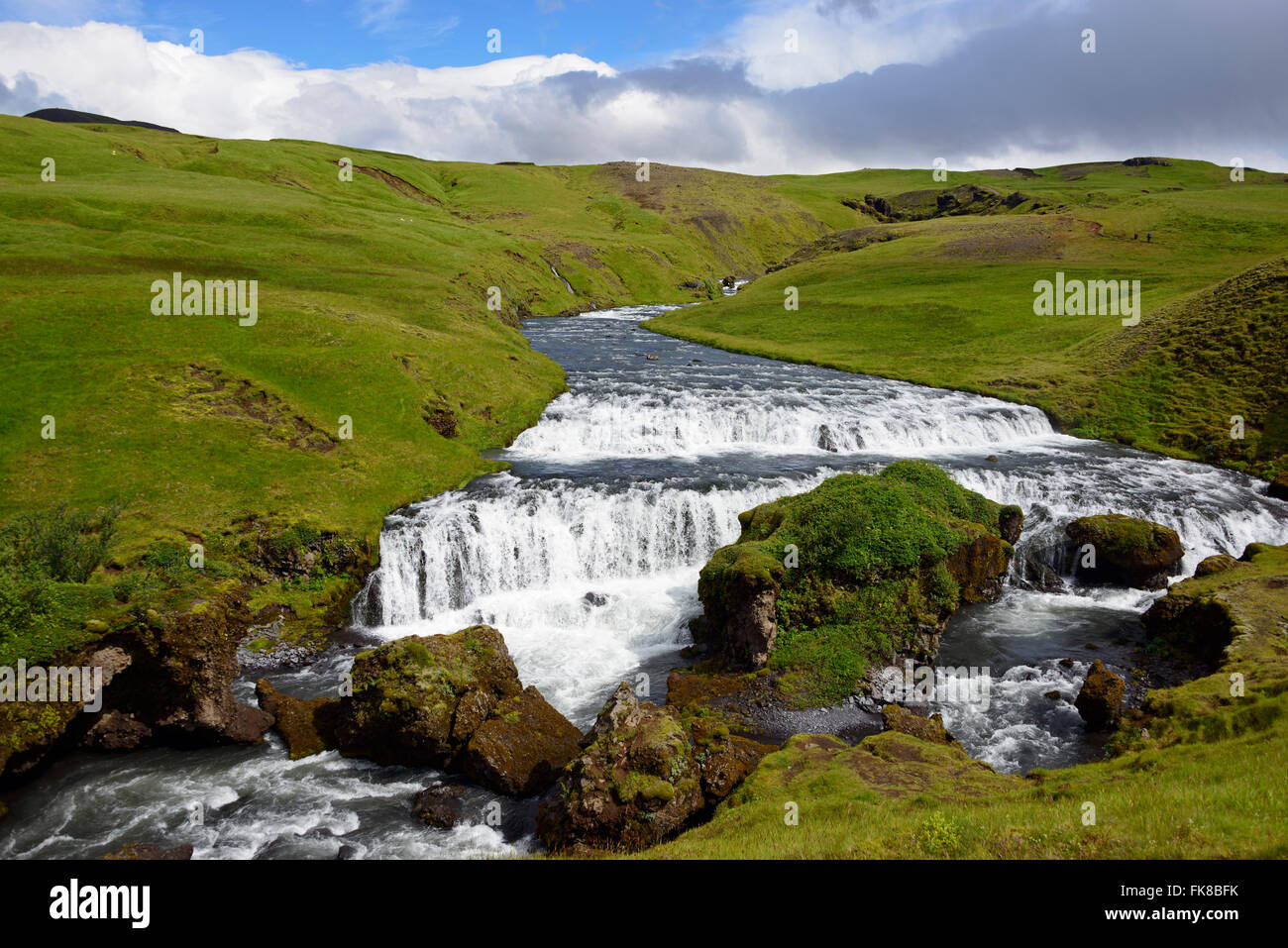 Fiume Skoga, Regione meridionale Islanda Foto Stock