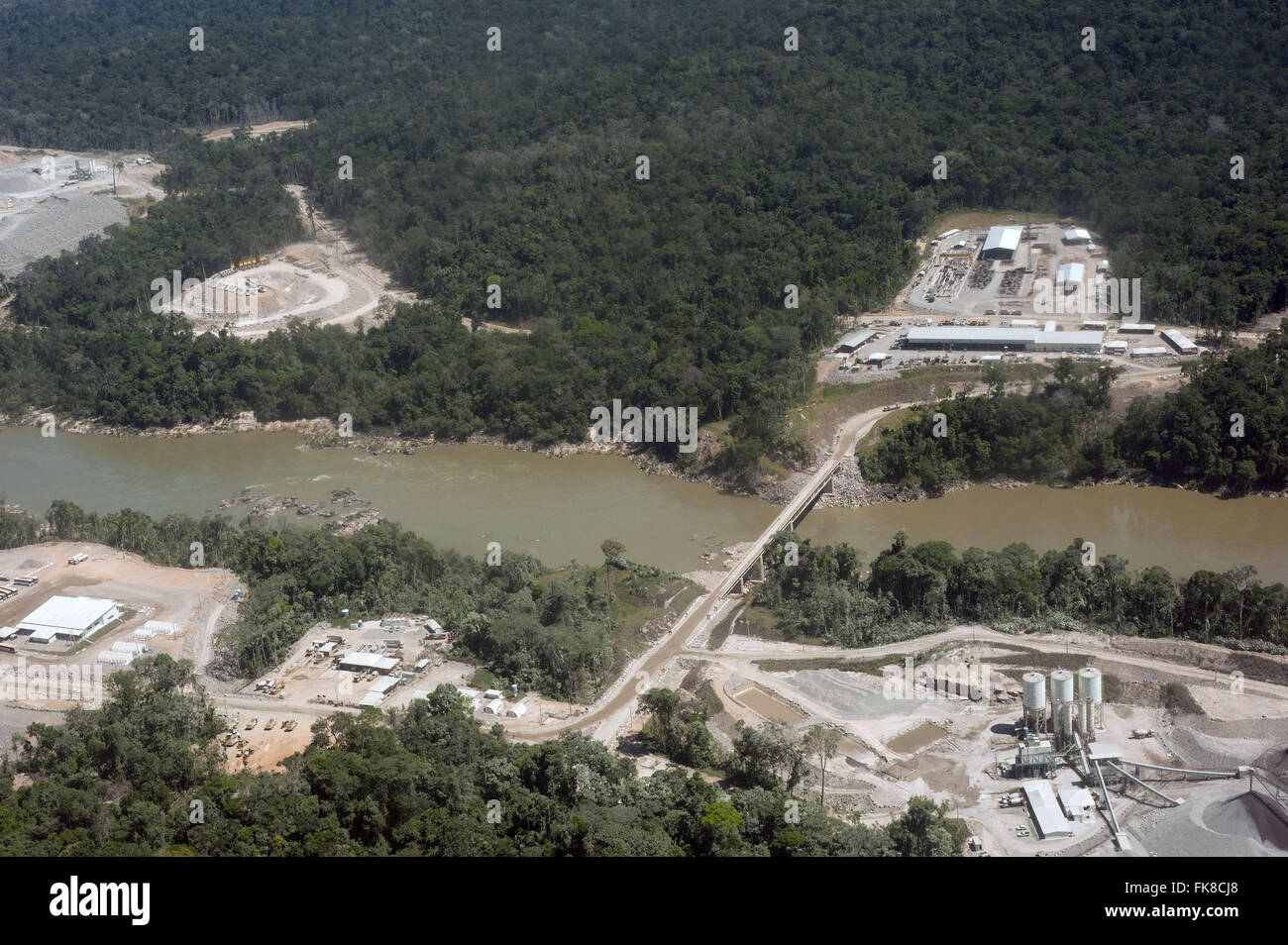 Vista aerea del cantiere di HPP Teles Pires Foto Stock