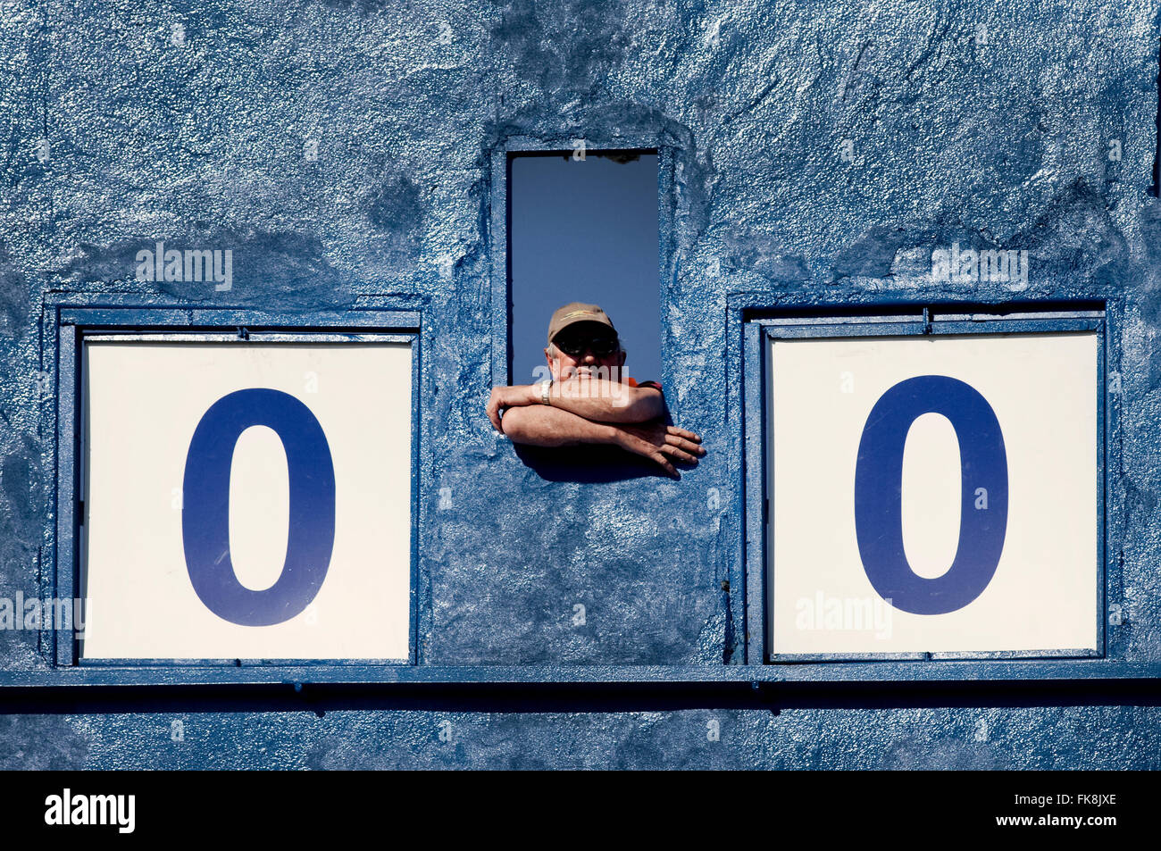 0-0 ad una partita di calcio. Sport concettuale dell'immagine. Foto Stock