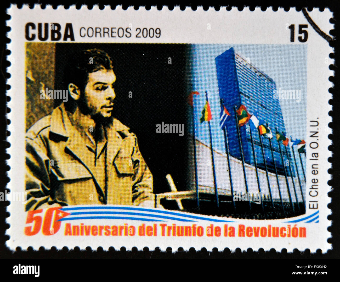 CUBA - circa 2009: un timbro stampato in cuba dedicato al 50° anniversario del trionfo della rivoluzione Foto Stock