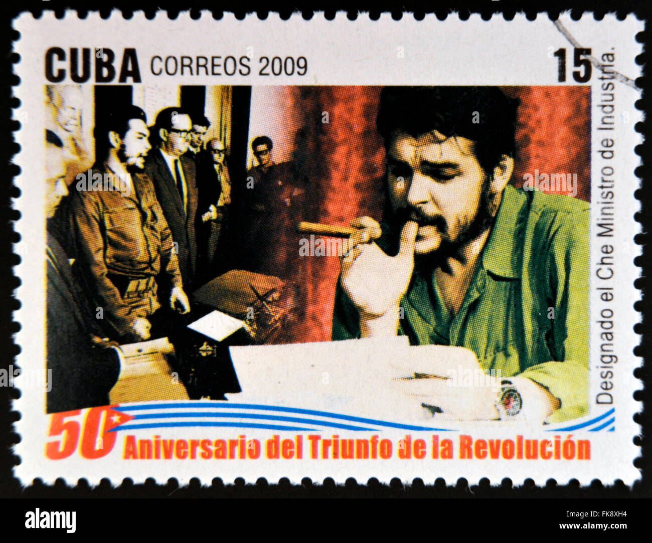 CUBA - circa 2009: un timbro stampato in Cuba dedicato al 50° anniversario del trionfo della rivoluzione Foto Stock