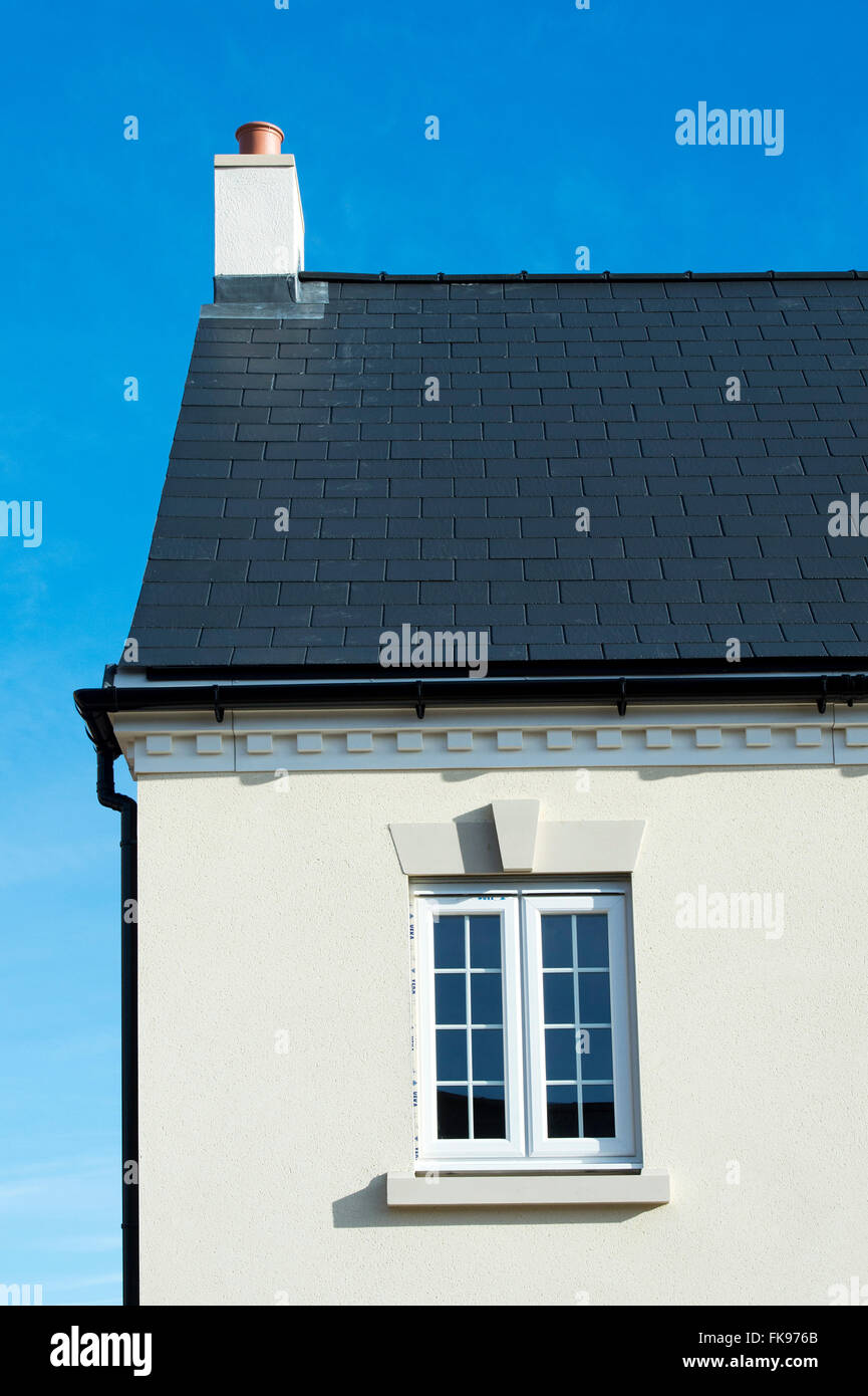 Casa di nuova costruzione astratta. Bicester, Oxfordshire, Inghilterra Foto Stock