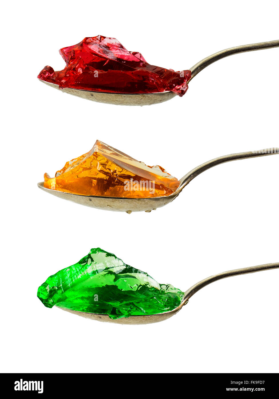 Varie jelly sul cucchiaio j Foto Stock