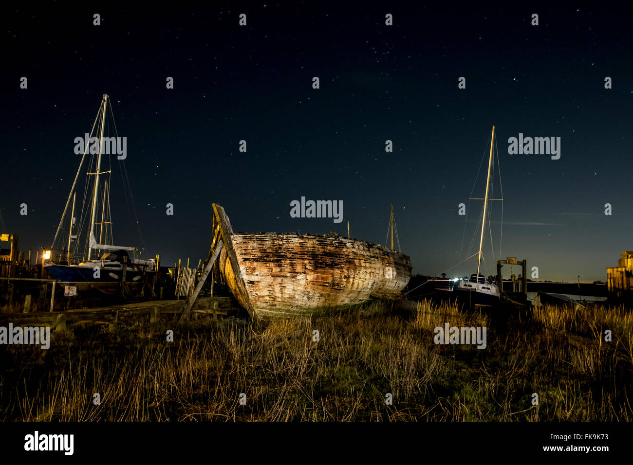 Barca relitto Skippool Creek in Lancashire Foto Stock