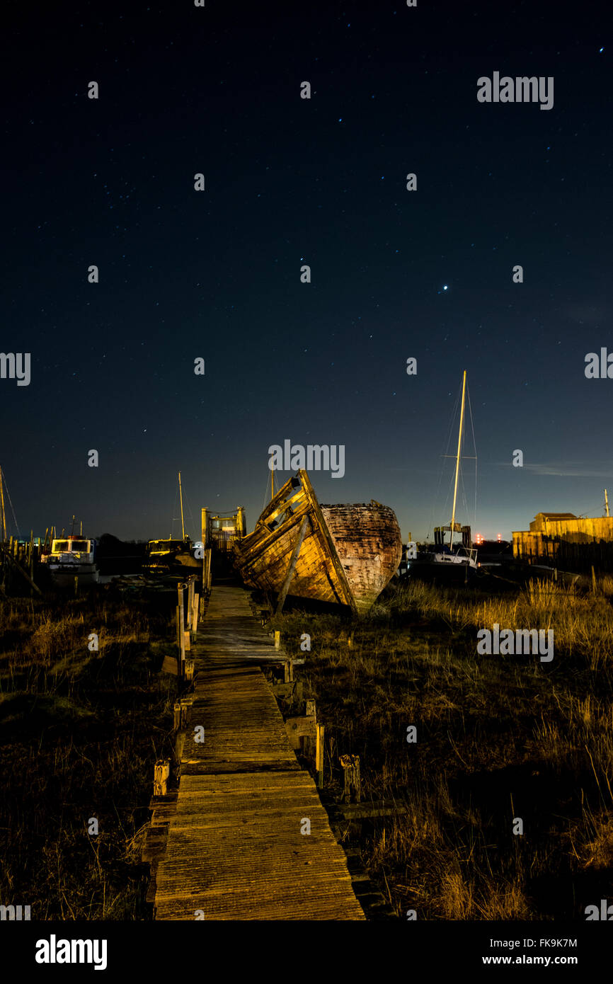 Skippool Creek su una chiara notte Foto Stock