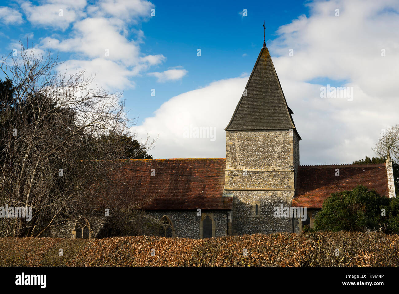 La chiesa normanna di San Nicola nella frazione di Iford, East Sussex, Regno Unito Foto Stock