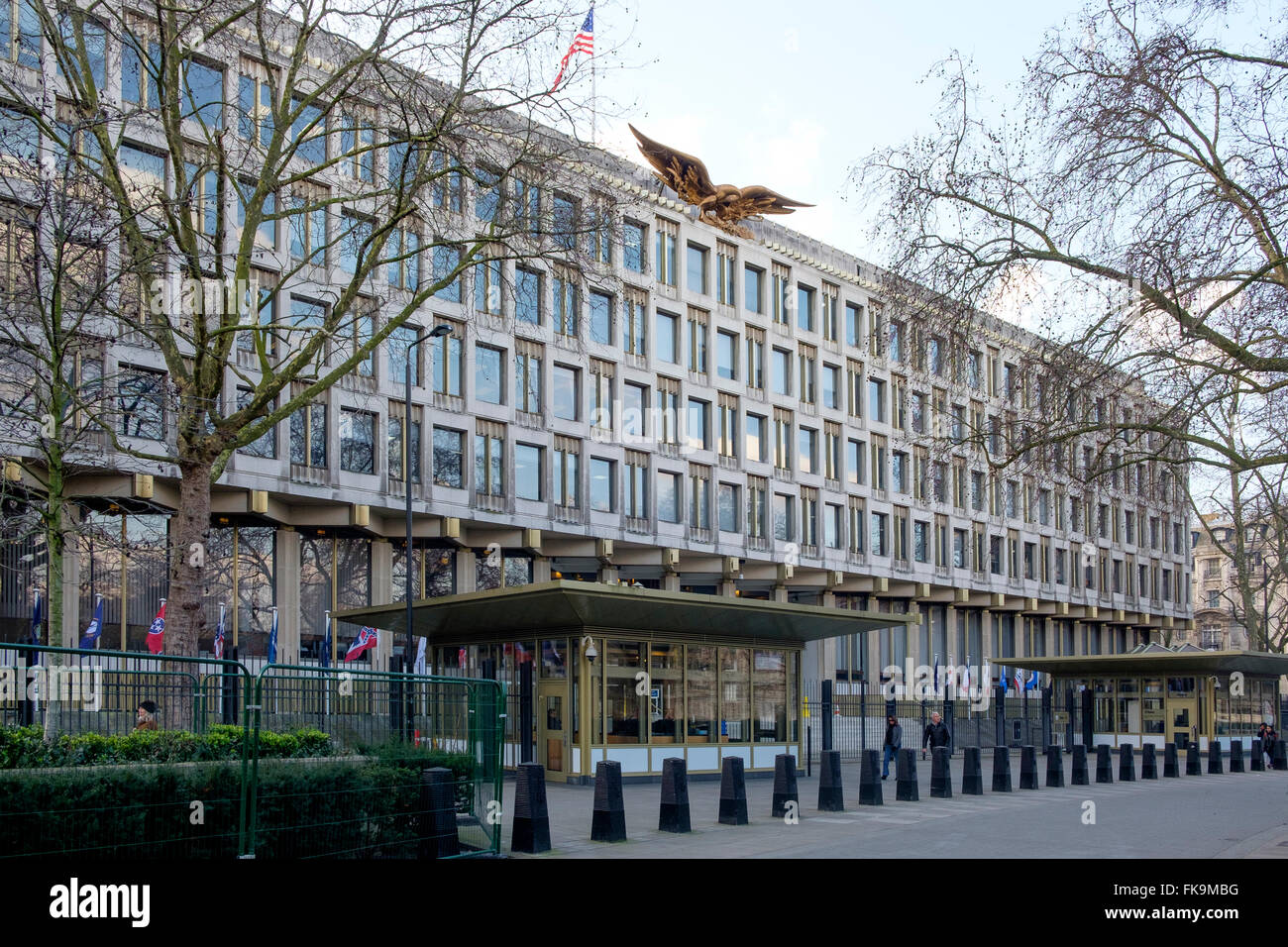 London, Regno Unito - 24 Febbraio 2016: Ambasciata americana in Grosvenor Square, Mayfair, Londra Foto Stock