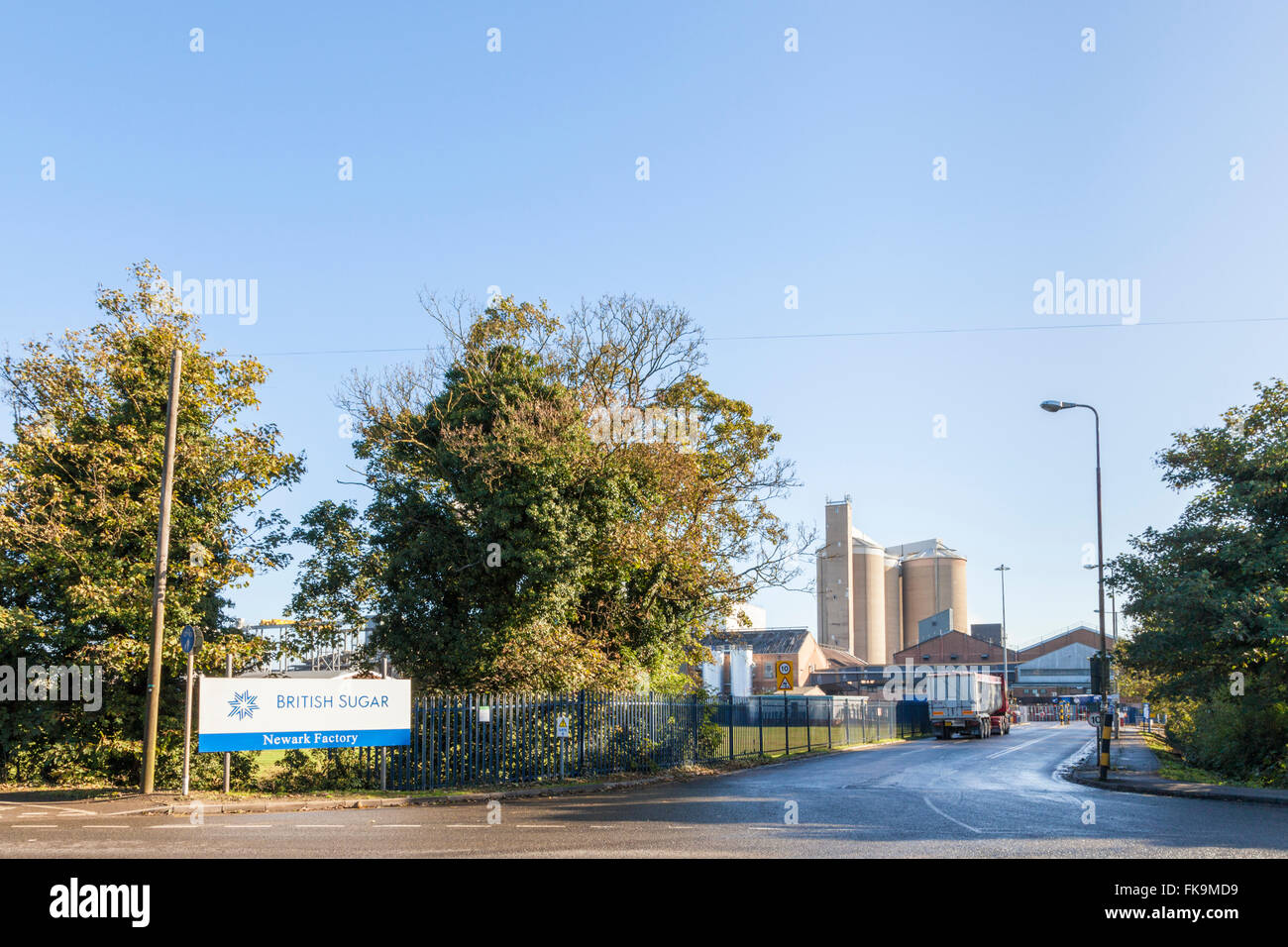 Ingresso alla British Sugar factory, Newark on Trent, Nottinghamshire, England, Regno Unito Foto Stock