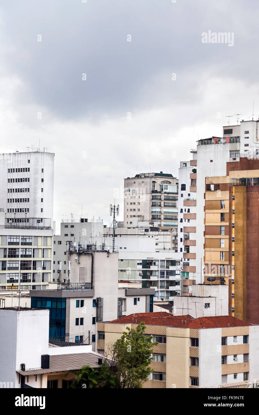 Giungla di cemento - tall blocchi residenziali in Sao Paulo, Brasile Foto Stock