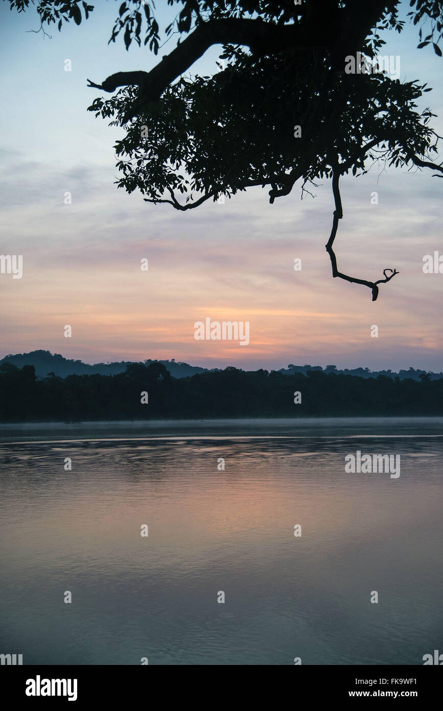 Amanhecer nessun Rio Teles Pires Foto Stock
