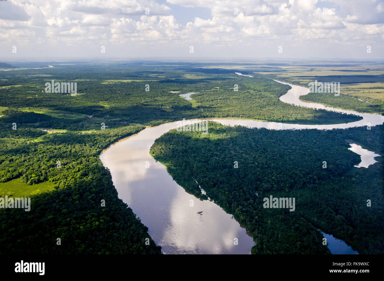 Vista aerea del Rio Mucajai Foto Stock