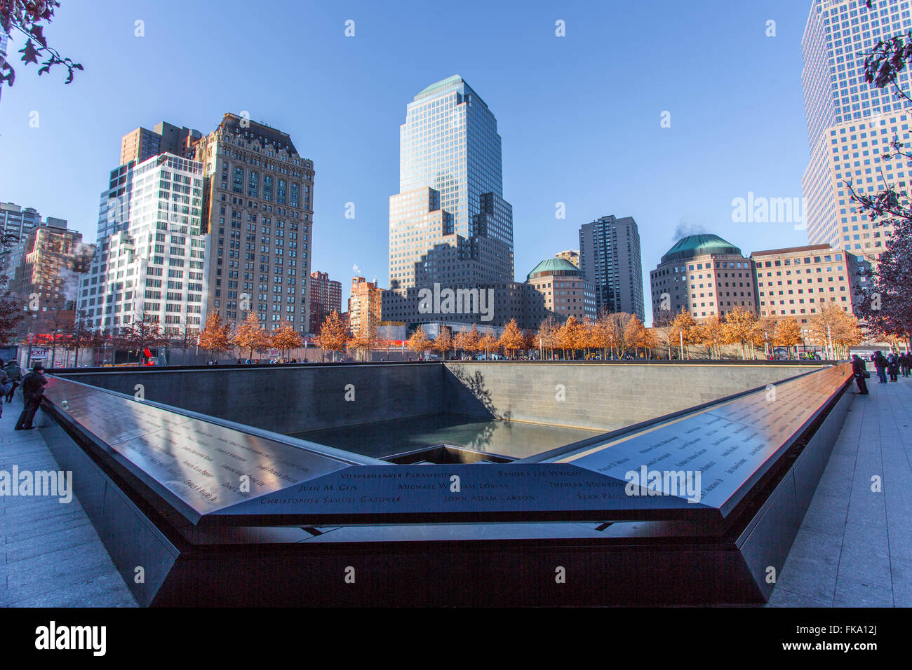 Il Ground Zero Memorial nella città di New York, Gennaio, 2014 Foto Stock