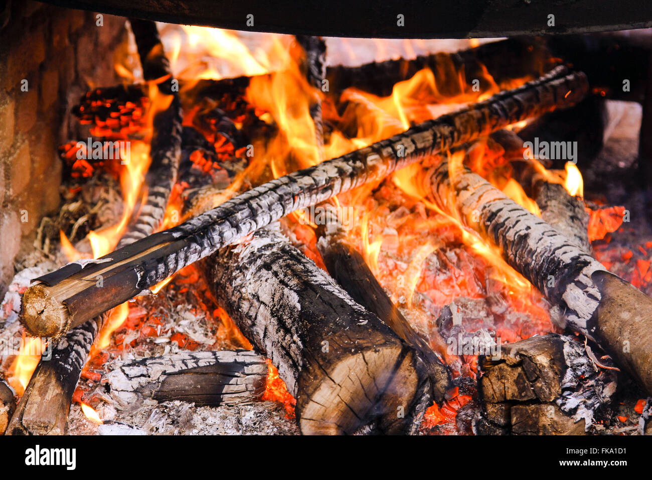 Il fuoco nella preparazione di l'Affogato Foto Stock