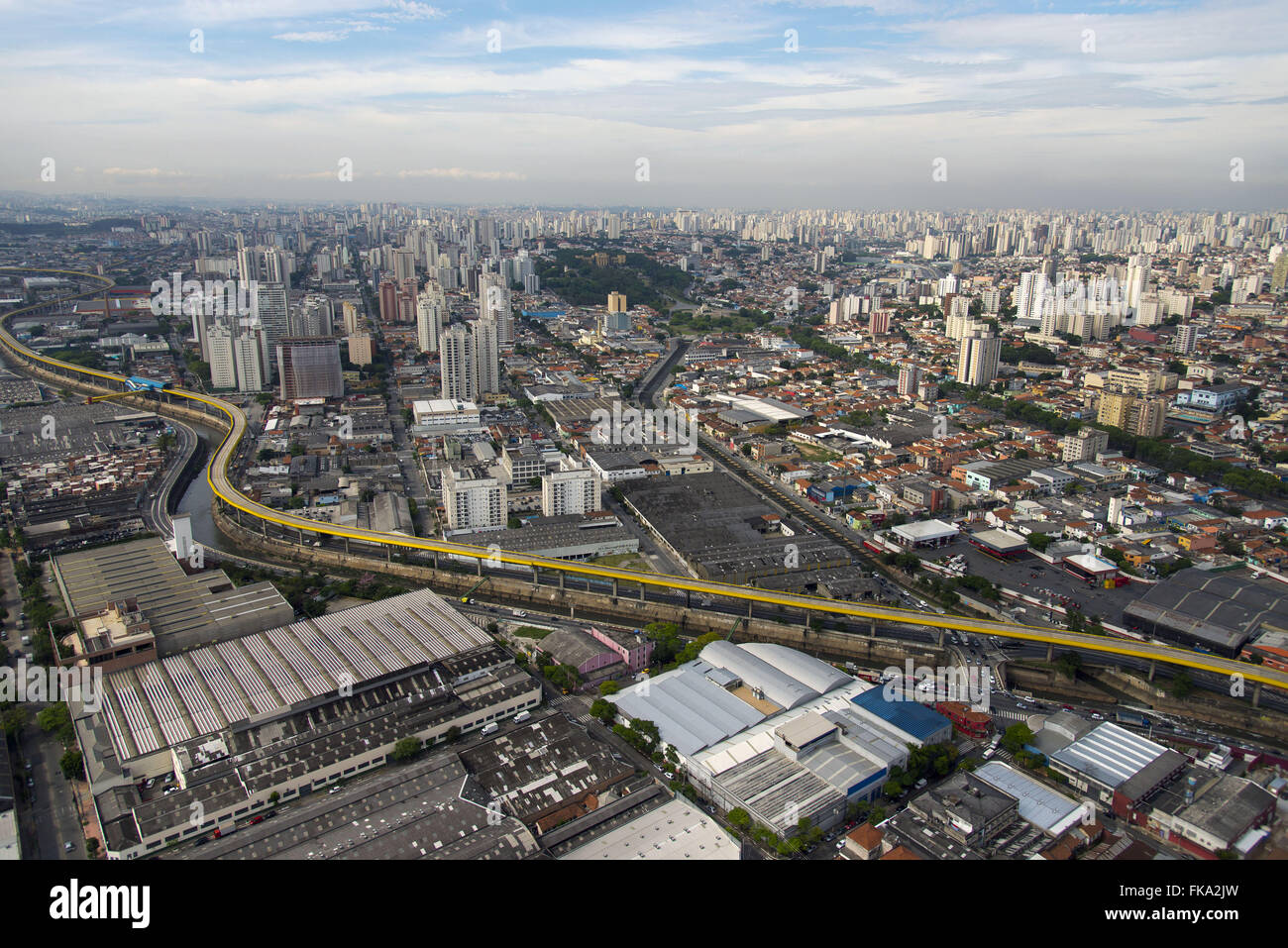 Vista aerea del vecchio Expresso Tiradentes Avenue Fura-Fila nello stato - quartiere Ipiranga Foto Stock