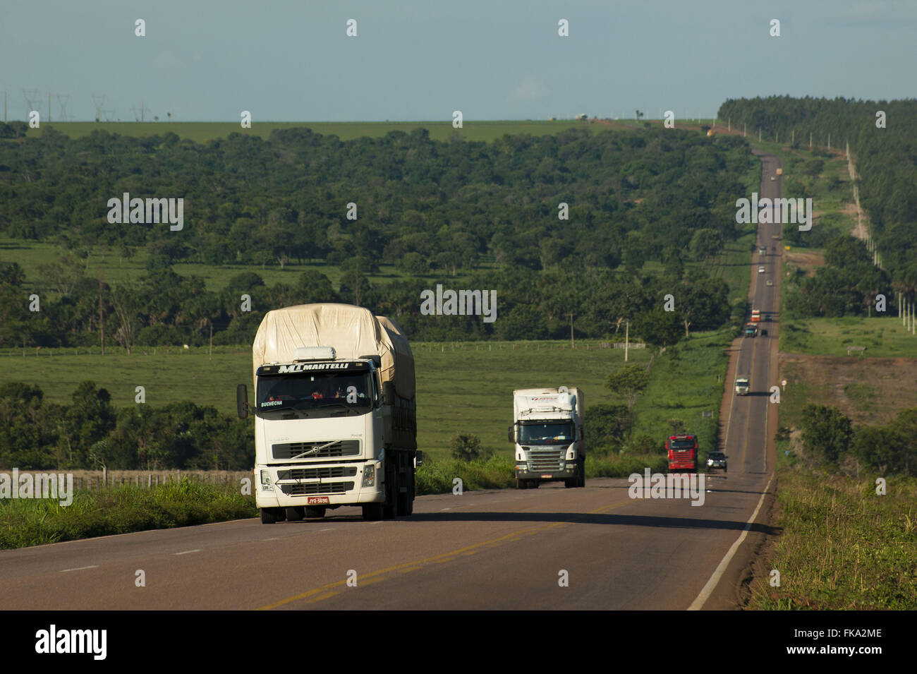 Il traffico sulla US-153 nelle zone rurali Rondonopolis Foto Stock