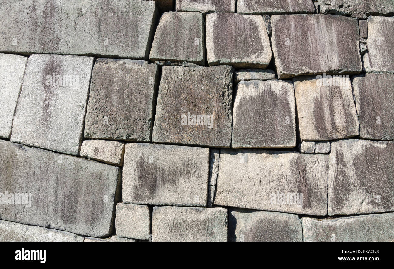 Il Castello di Nijo muro di pietra dettaglio nel periodo Edo edificio stile di kirikomi-hagi, Kyoto in Giappone Foto Stock