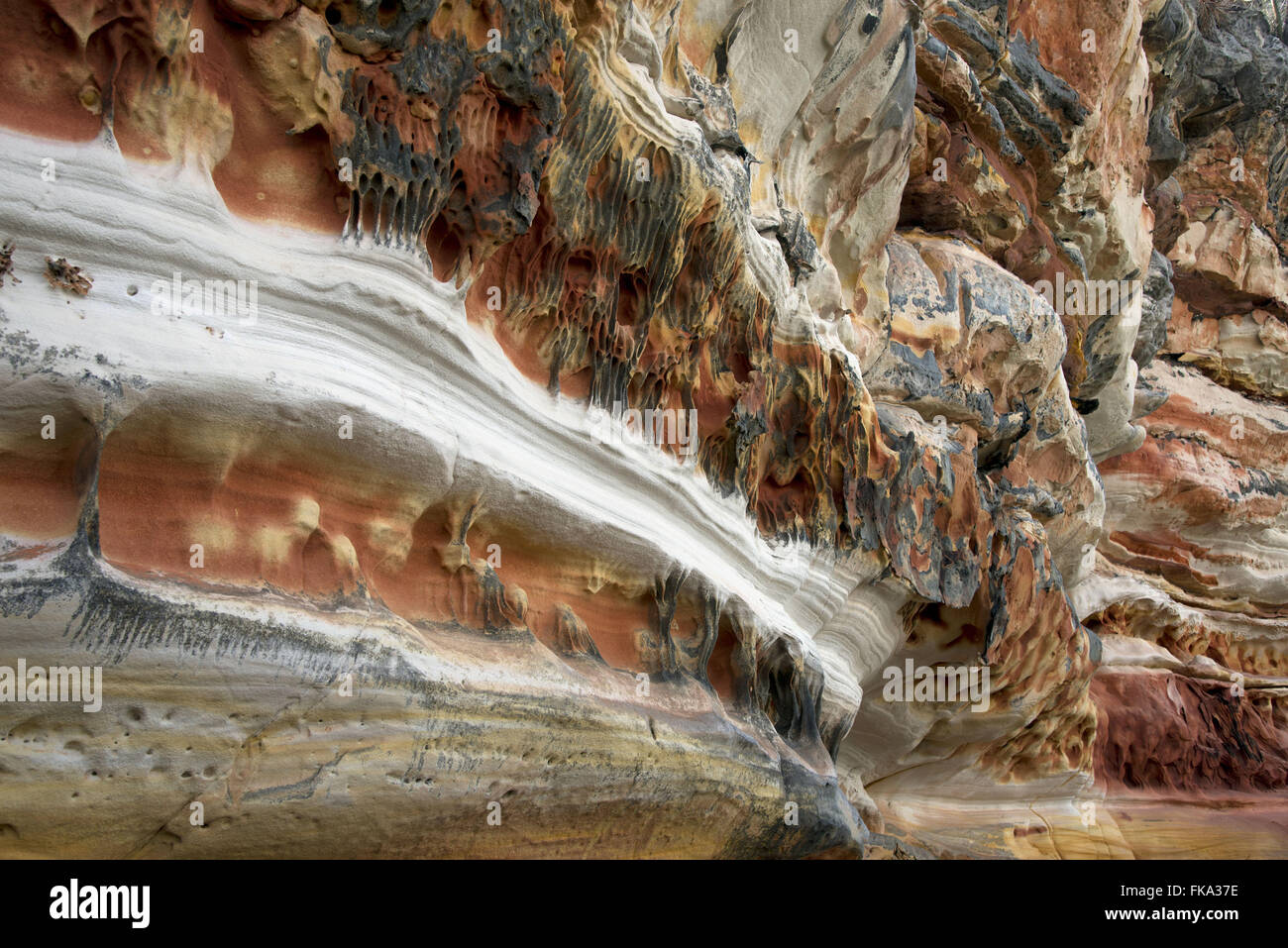 Strati colorati di pietra arenaria noto come arenaria lapias Catimbau nel Parco Nazionale Foto Stock