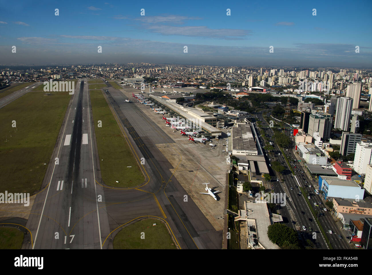 Vista aerea di Sao Paulo / Aeroporto di Congonhas e a Washington Luis Avenue Foto Stock