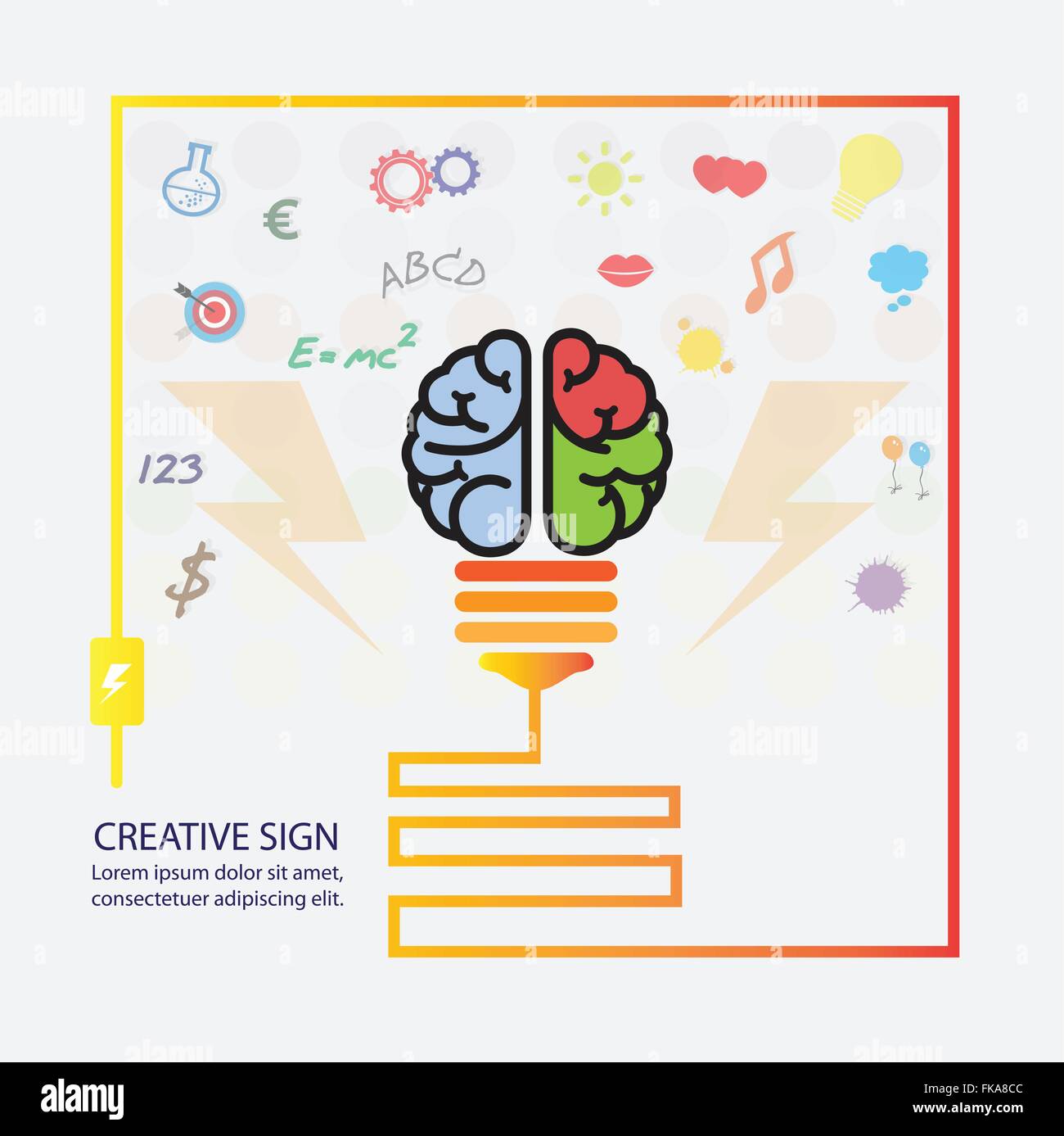 Cervello creativo Idea concept design di sfondo per creare poster flyer brochure coperchio ,business idea ,sfondo astratto Illustrazione Vettoriale