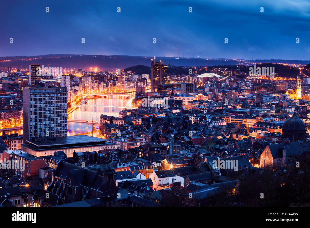 Panorama di Liegi. Liege, la Vallonia, Belgio Foto Stock