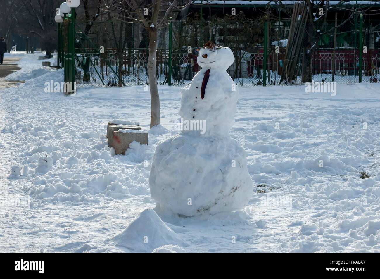 Pupazzo di neve in South Park, Sofia, Bulgaria, Europa Foto Stock