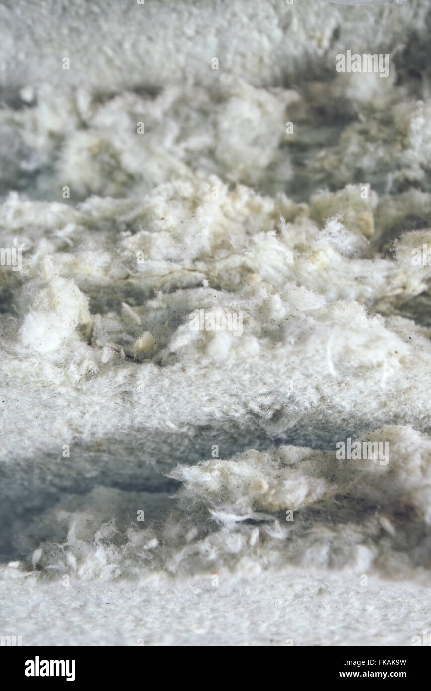 La lana di vetro batt dettaglio macro, materiale isolante termico Foto Stock