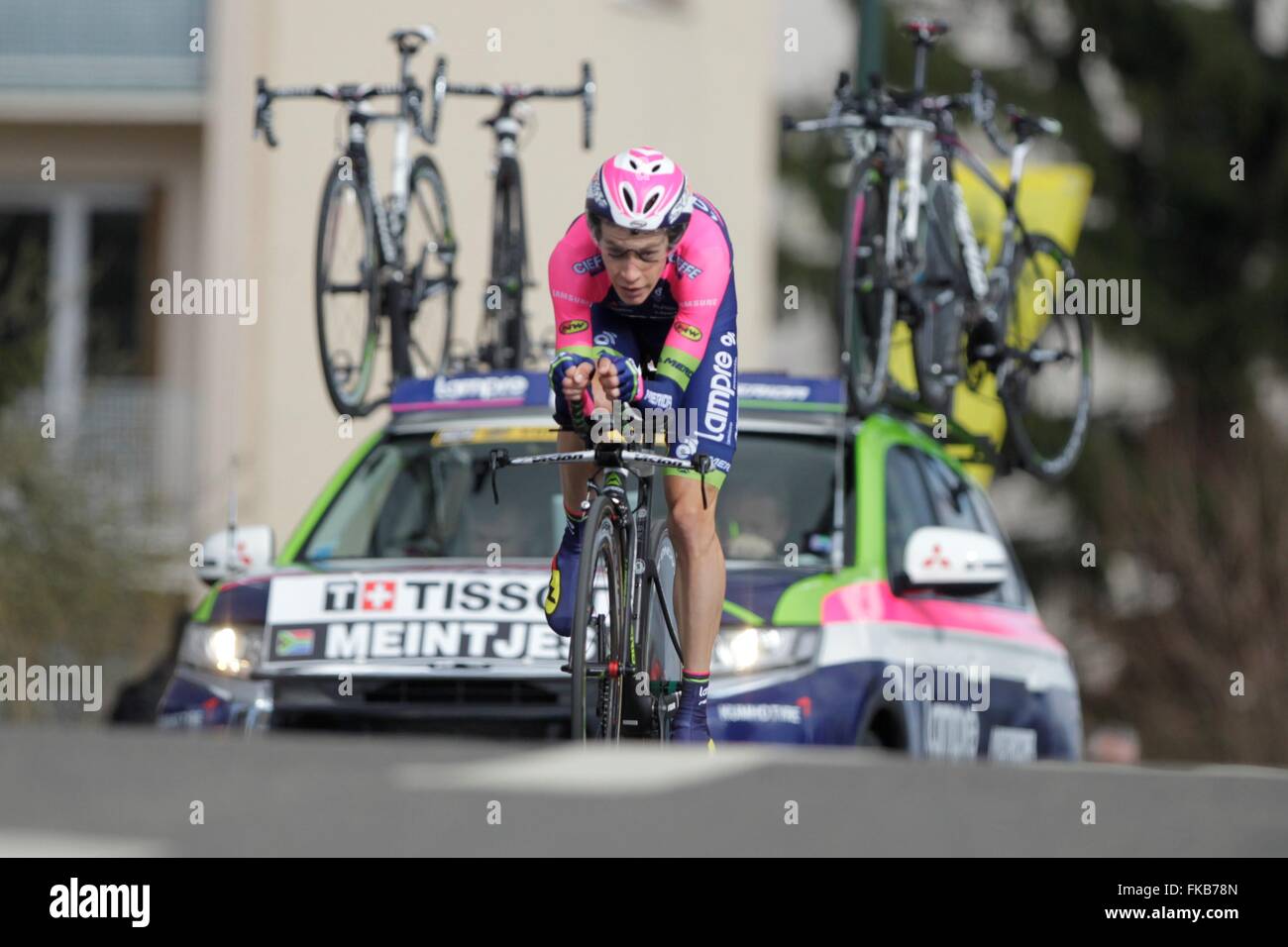 Louis Meintjes Lors du prologue de Paris Nice le 06 mars 2016,à Conflans Sainte Honorine,Francia Foto Stock