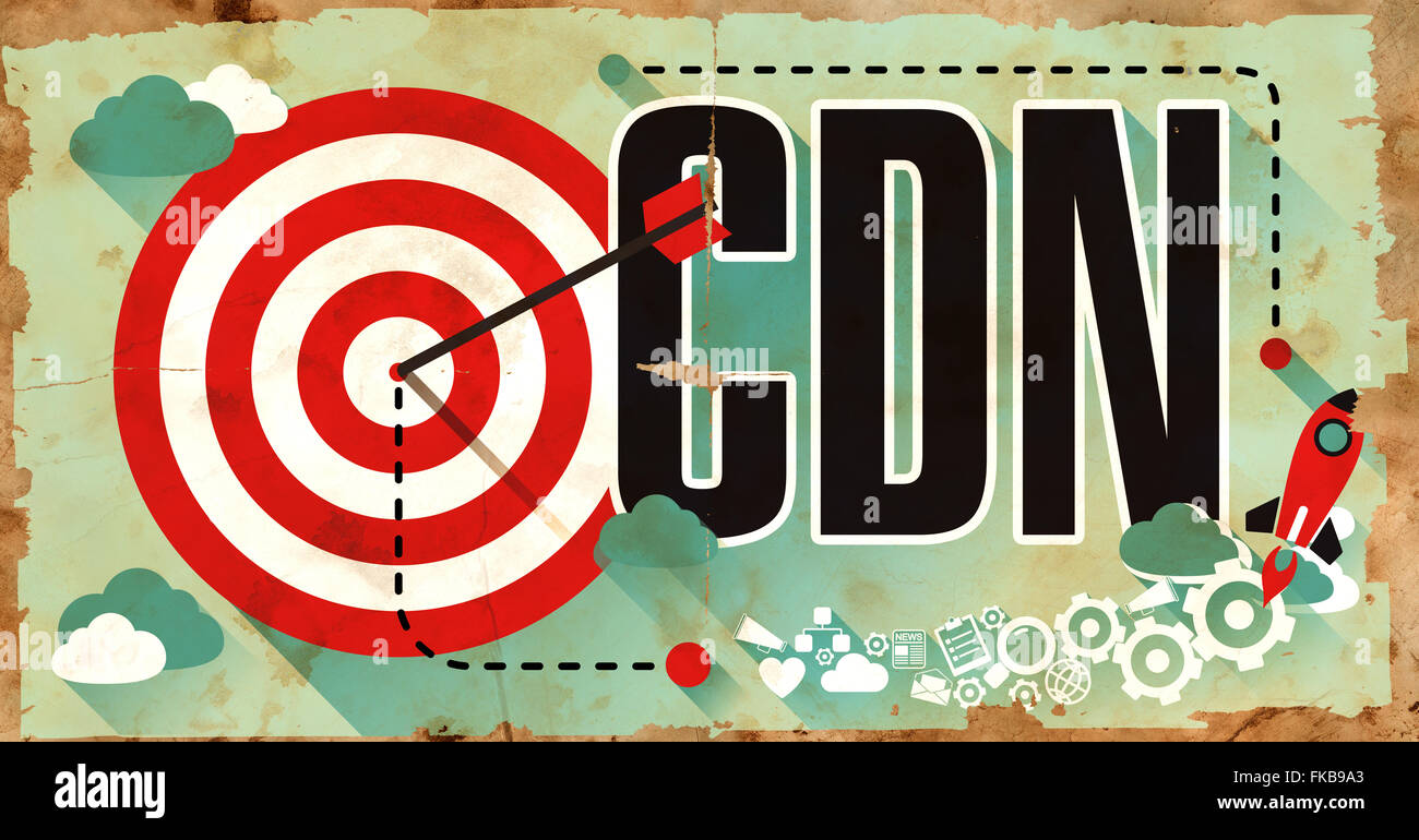 La rete CDN sul poster in Grunge Design. Foto Stock