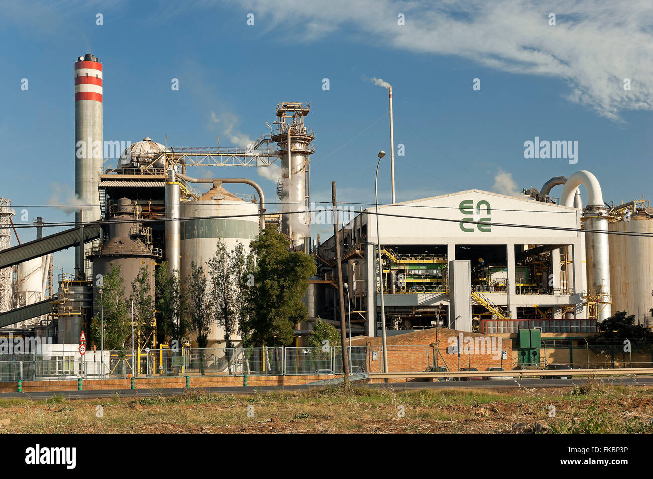Fabbrica di cellulosa, San Juan del Puerto, provincia di Huelva, regione dell'Andalusia, Spagna, Europa Foto Stock