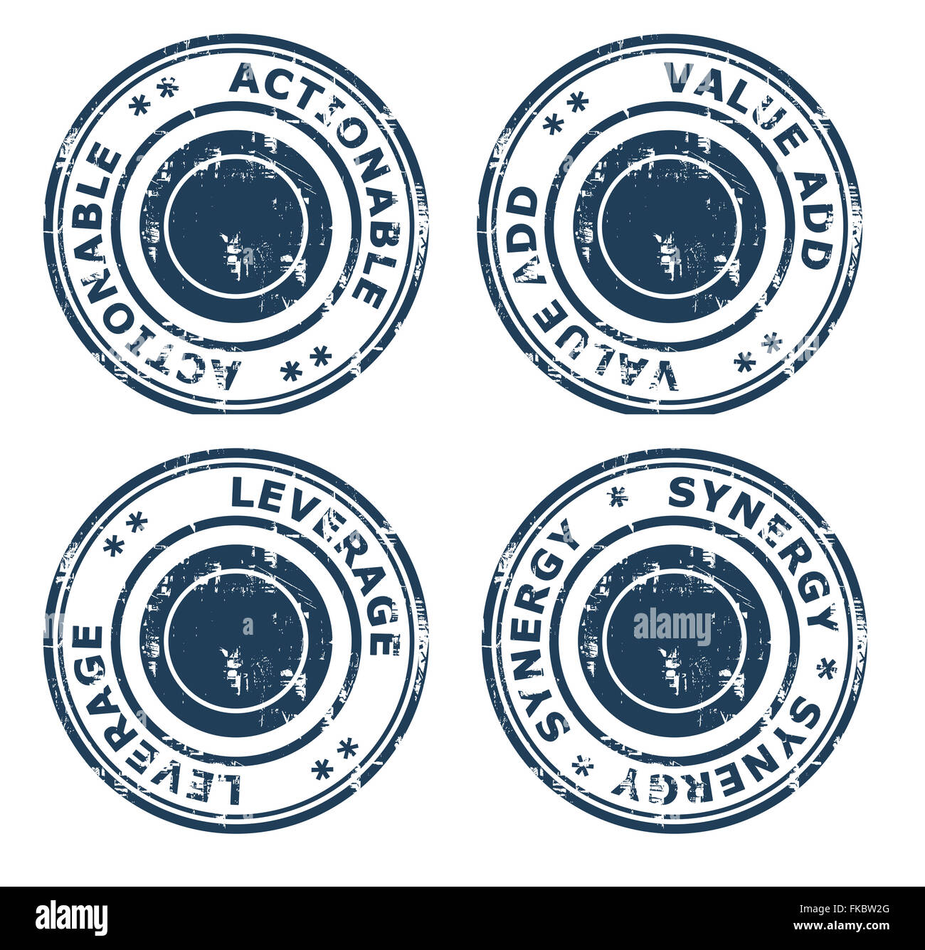 Set di quattro concetto business francobolli isolati su uno sfondo bianco. Foto Stock