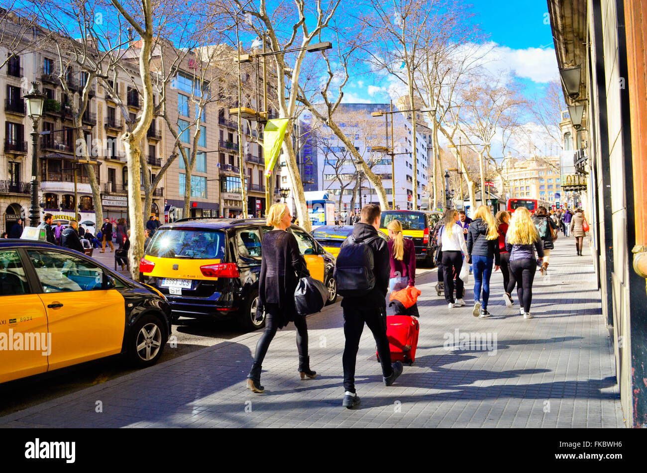 La stazione dei taxi. La Rambla, Barcelona, Catalogna, Spagna. Foto Stock
