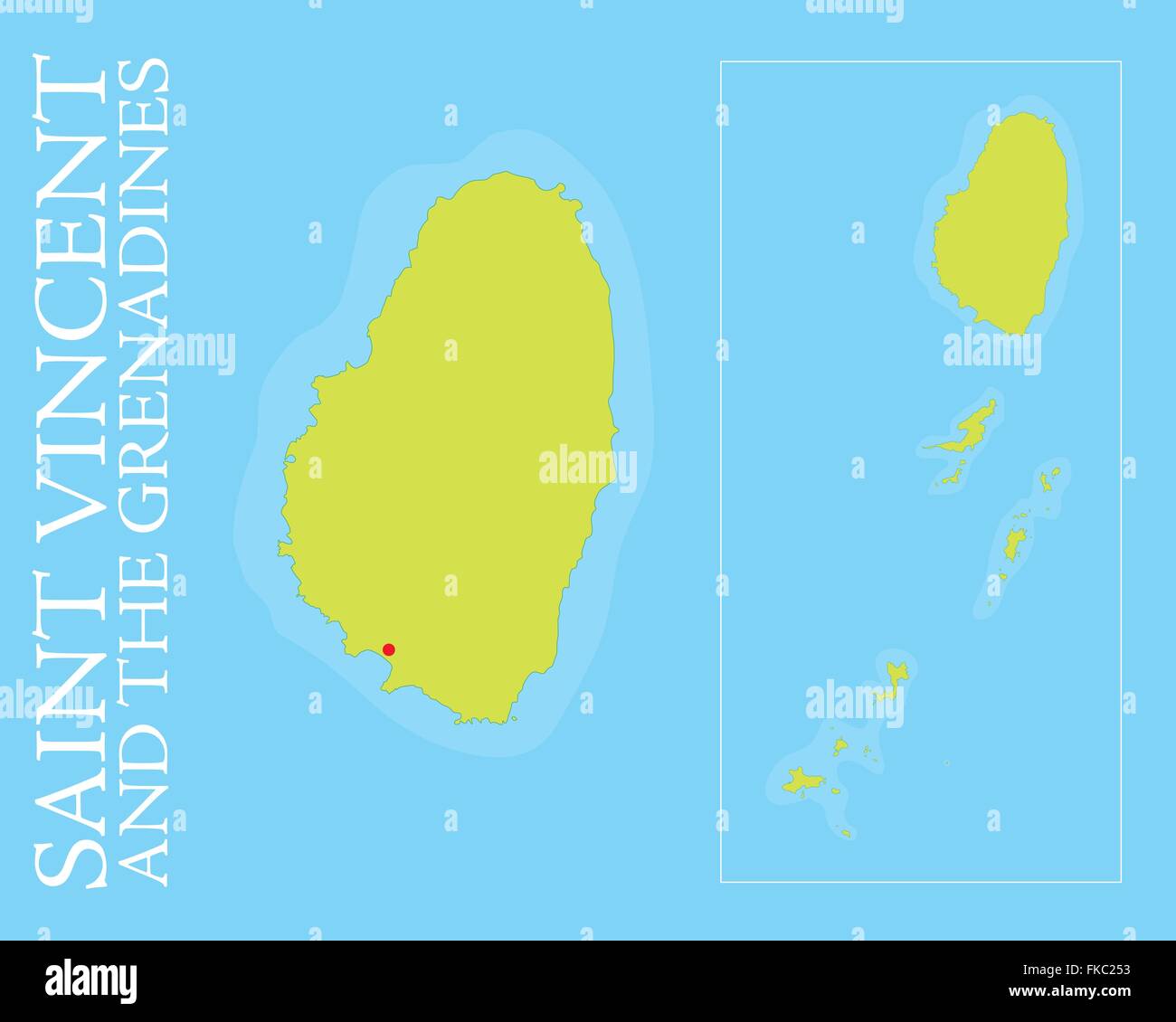 Mappa di Saint Vincent e Grenadine arcipelago nel Mar dei Caraibi. Illustrazione Vettoriale