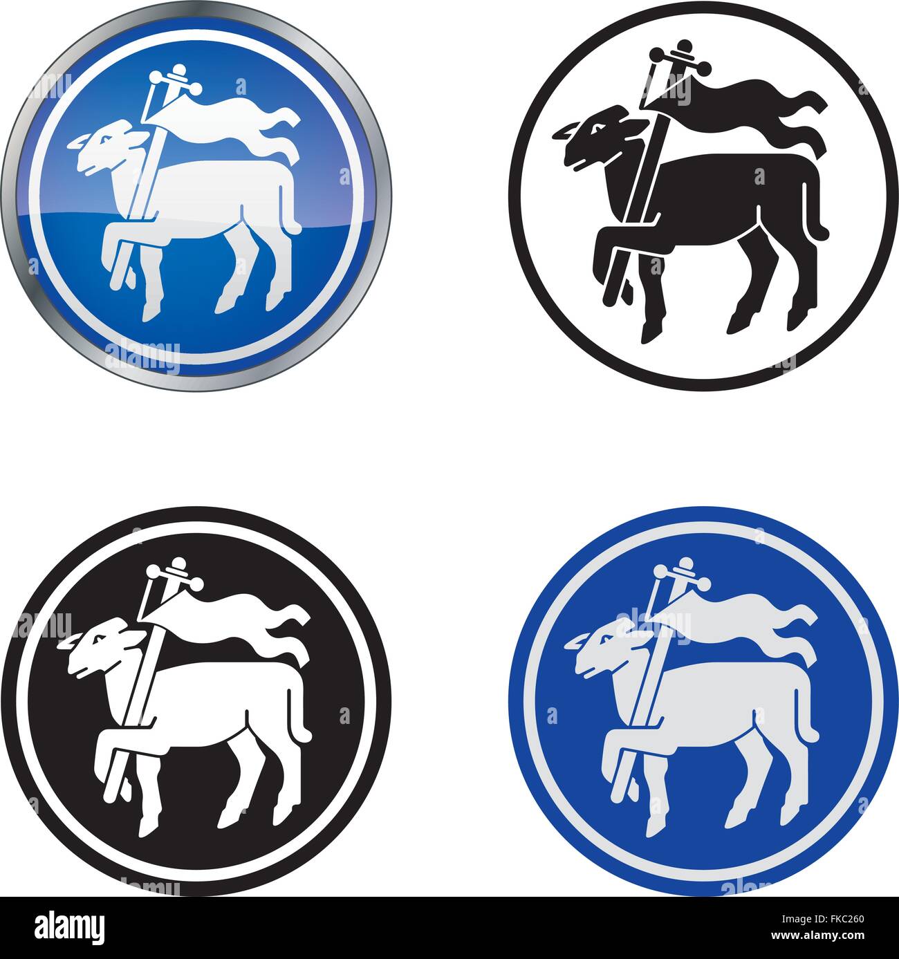Tradizionale macelleria Guild simbolo del vettore, quattro varianti Illustrazione Vettoriale