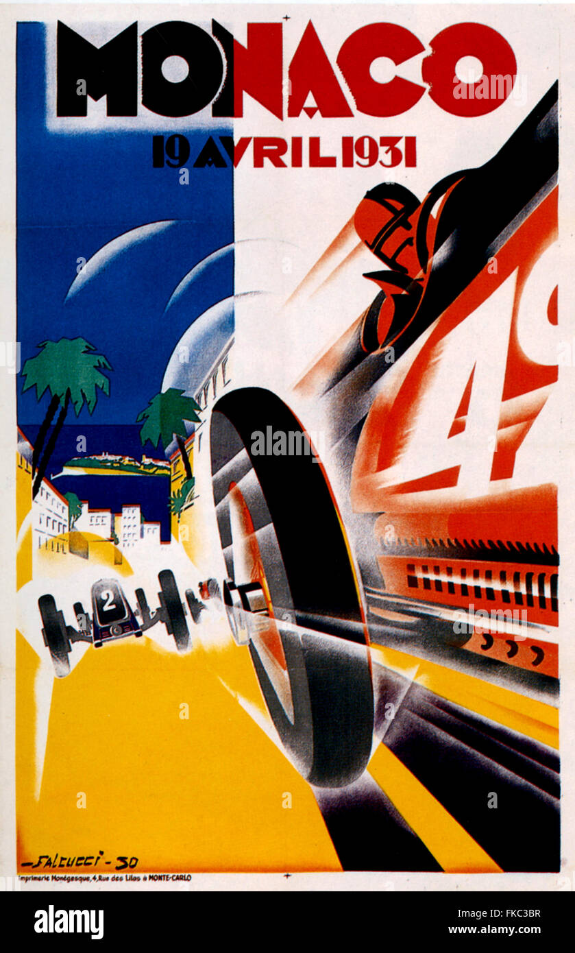 1930s Francia Gran Premio di Monaco e Poster Foto Stock