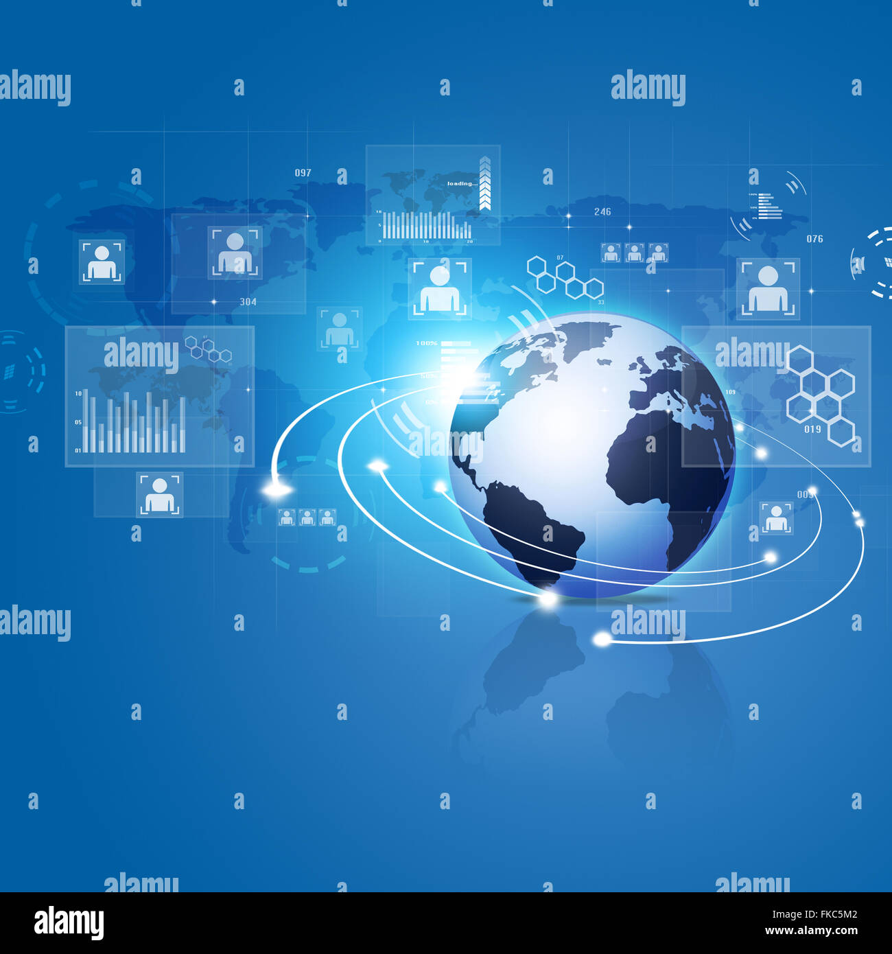 Il concetto di interfaccia web globale i collegamenti e le comunicazioni Foto Stock