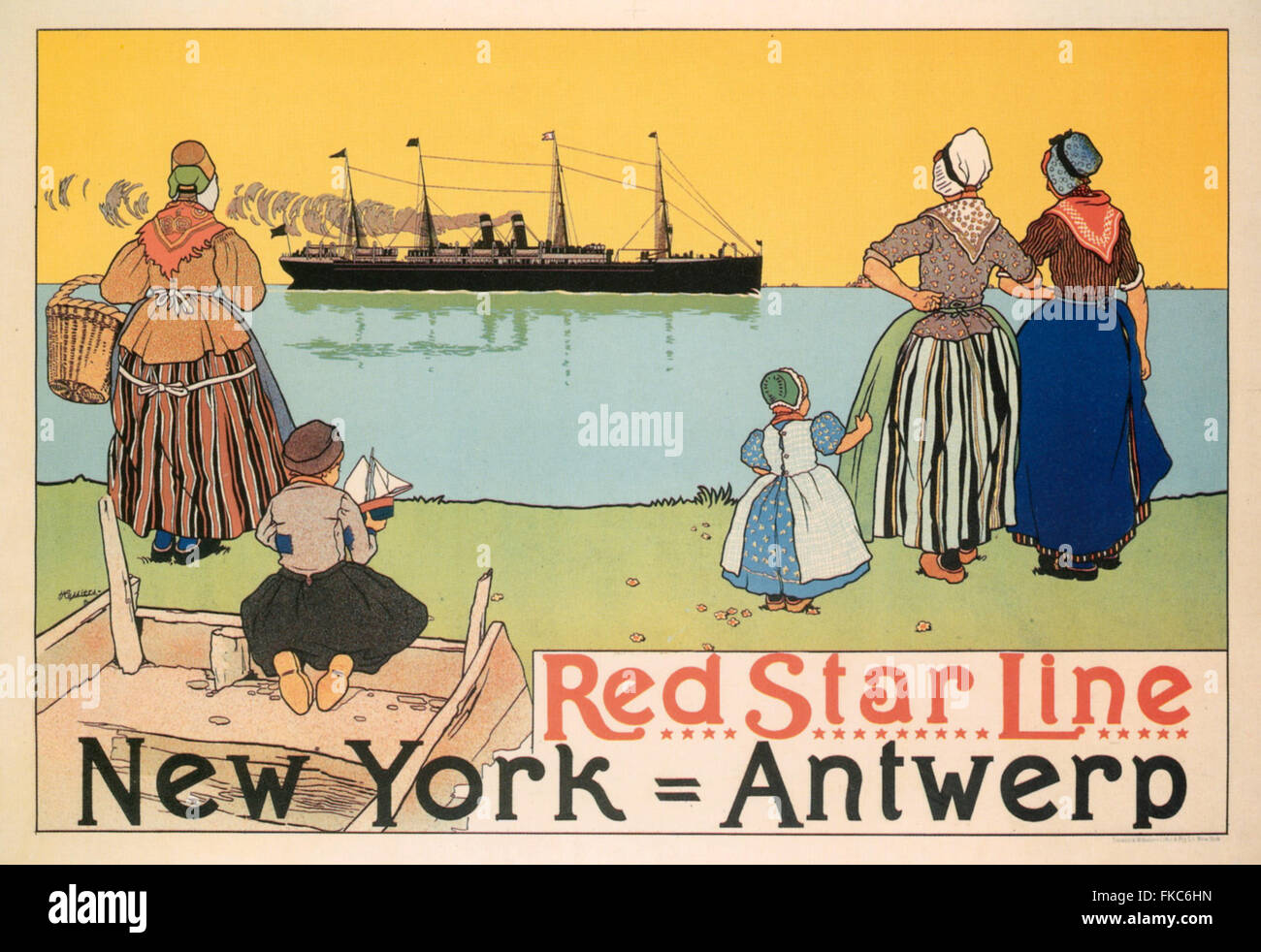 1900S UK Red Star Line Poster Foto Stock