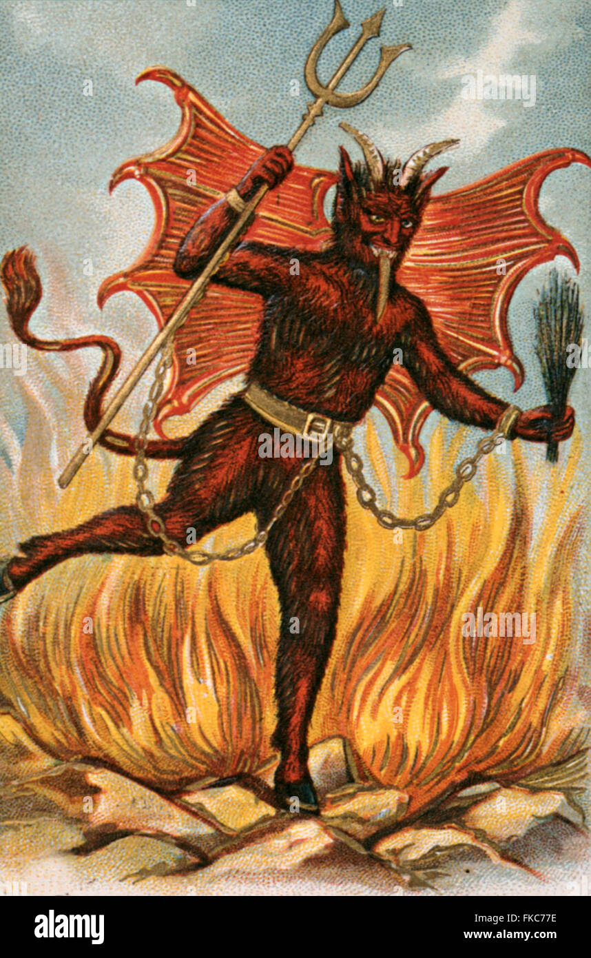 1900s Germania i Krampus diavolo cartoline Poster Foto Stock