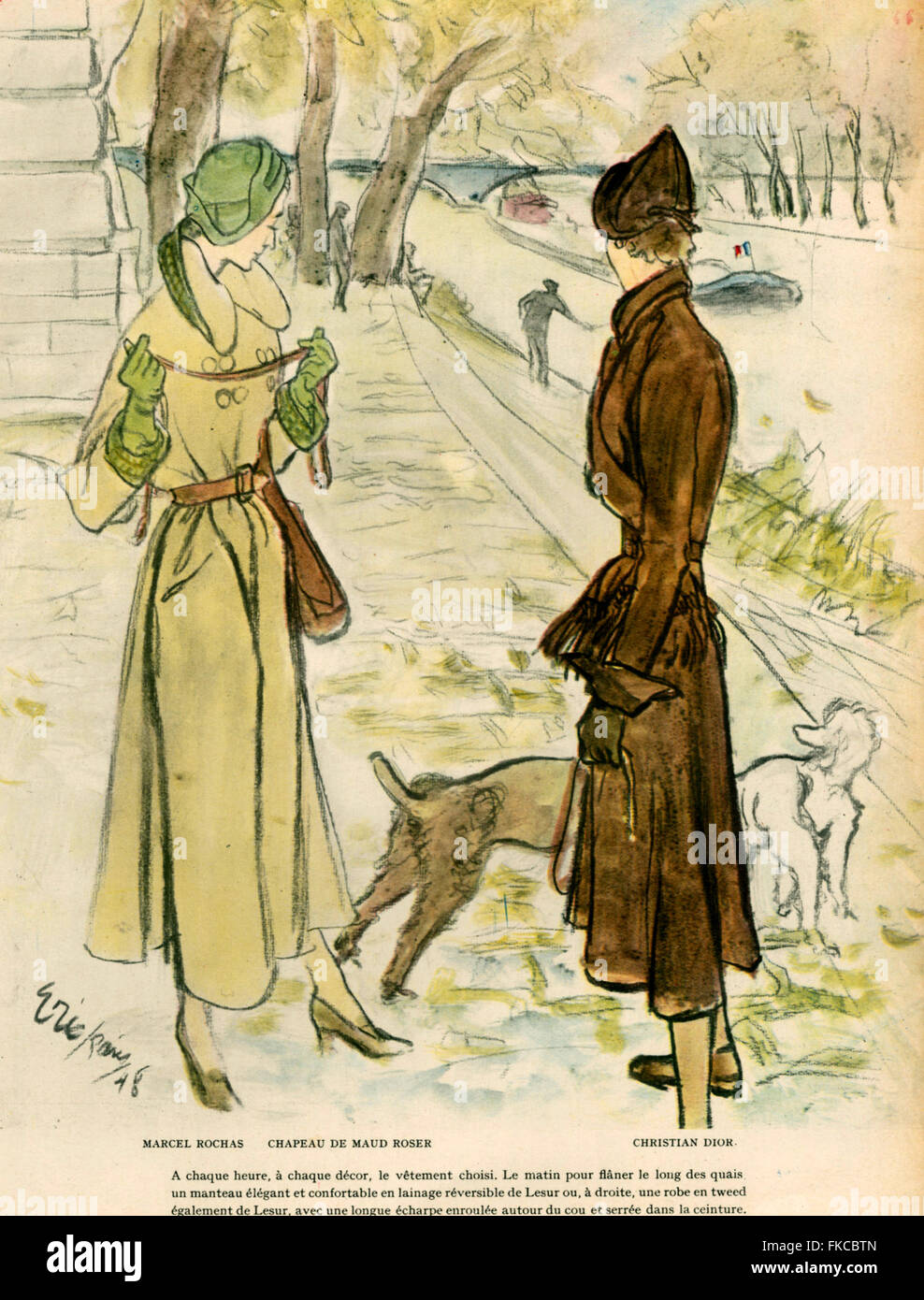 1940S UK Christian Dior Magazine annuncio pubblicitario Foto Stock