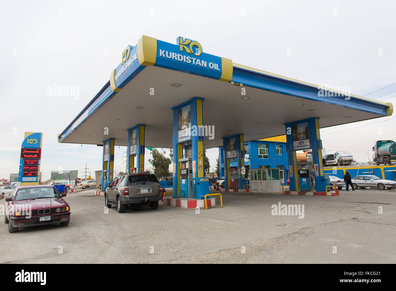 Stazione di benzina di petrolio del Kurdistan in Iraq settentrionale Foto Stock