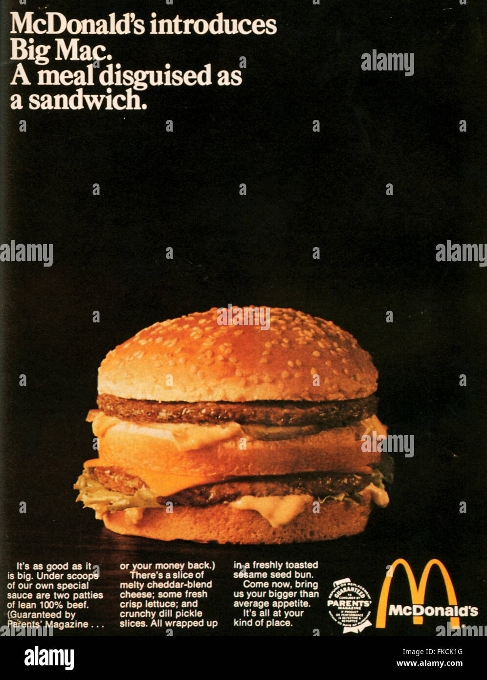 1960S UK Mcdonalds Magazine annuncio pubblicitario Foto stock - Alamy