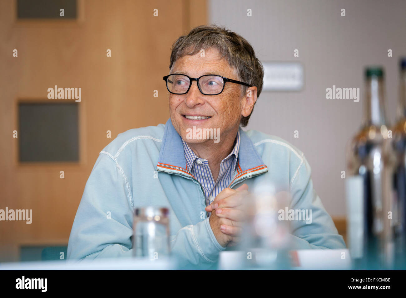 Bill Gates, fondatore di Microsoft e la Fondazione Gates durante una presentazione a Edimburgo, Scozia. Foto Stock