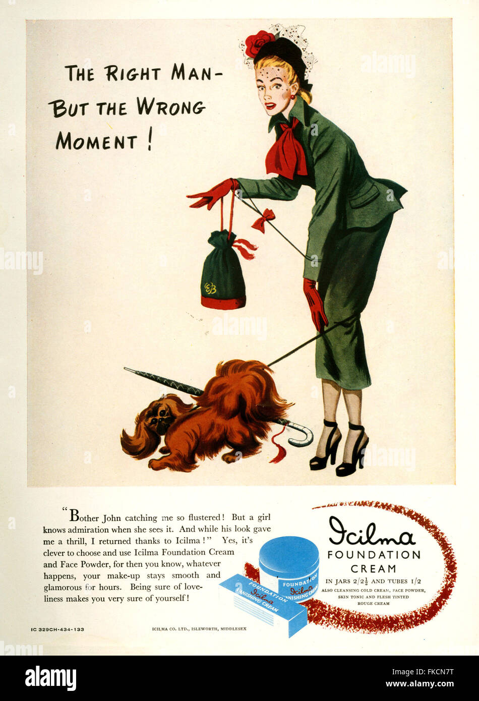 1940S UK Icilma Magazine annuncio pubblicitario Foto Stock