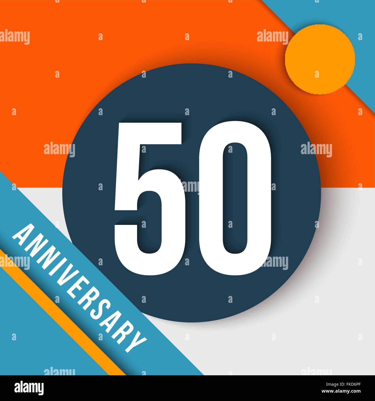 50 cinquanta anni di anniversario concetto moderno con il numero di etichetta di testo e forme astratte in materiale stile design. EPS10 vettore. Illustrazione Vettoriale