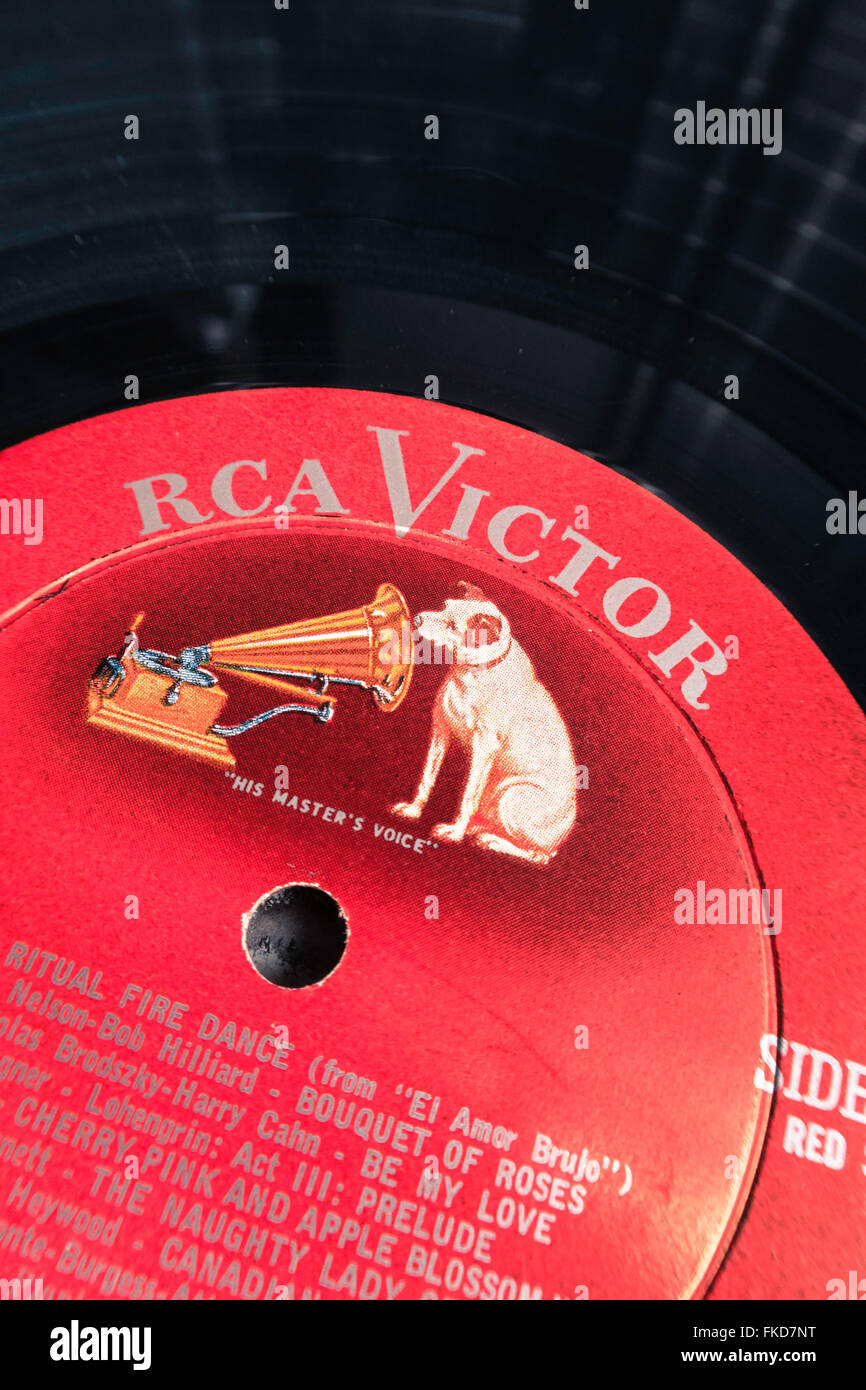 Vintage RCA Victor Vinyl etichetta discografica Foto Stock