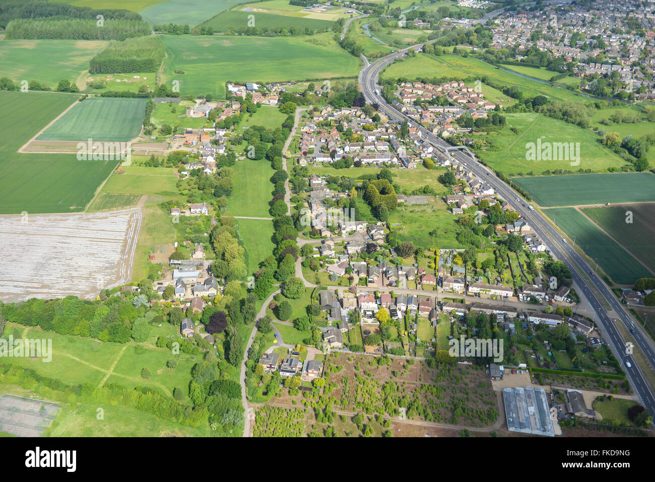 Una veduta aerea del Bedfordshire frazione di Beeston, vicino a Sandy Foto Stock