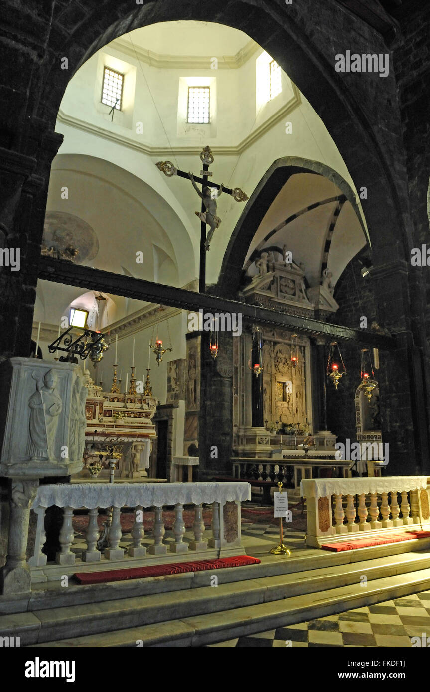 All interno della chiesa di San Lorenzo, Portovenere, Golfo dei Poeti, Liguria Foto Stock