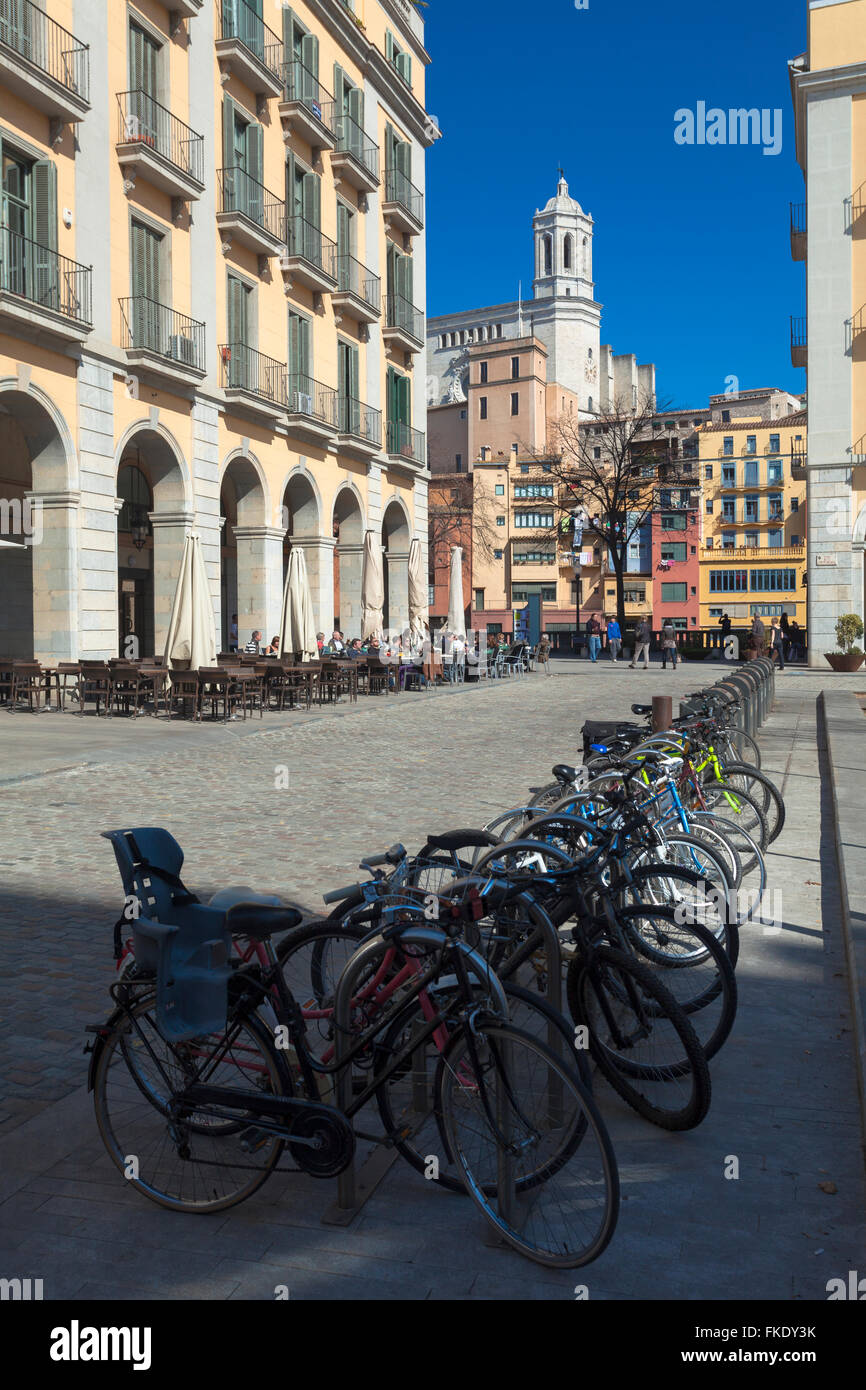 Viste e dettagli del capitale di Girona, in Catalogna, Spagna. Foto Stock