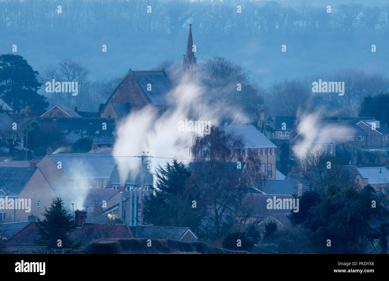 Un gelido inverno di mattina in Milborne Port, Somerset, Inghilterra, Regno Unito Foto Stock